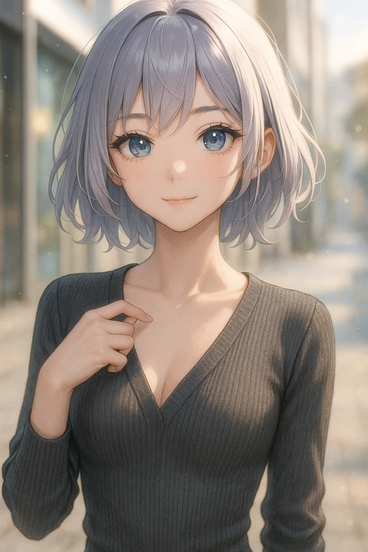 深いVネックの服のAIイラスト|プロンプト紹介