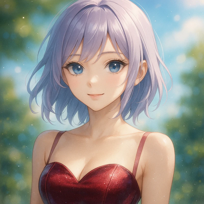 ハート型ネックラインのタイトドレスのAIイラスト|プロンプト紹介