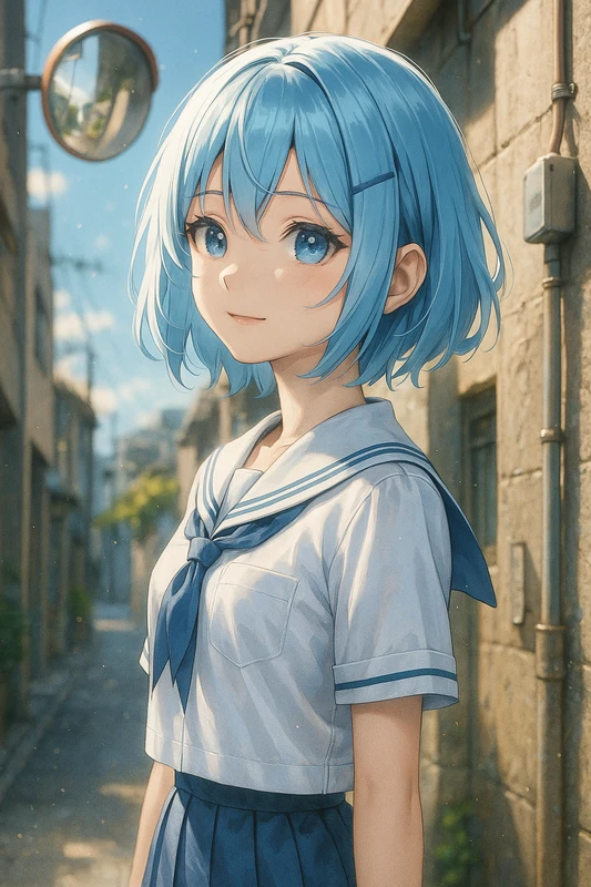 小さな反射ミラーを再現したAIイラスト｜プロンプト紹介