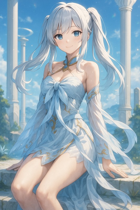 天の巫女の羽衣のAIイラスト|プロンプト紹介(ファンタジー)