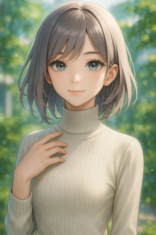 タートルネックの服のAIイラスト|プロンプト紹介