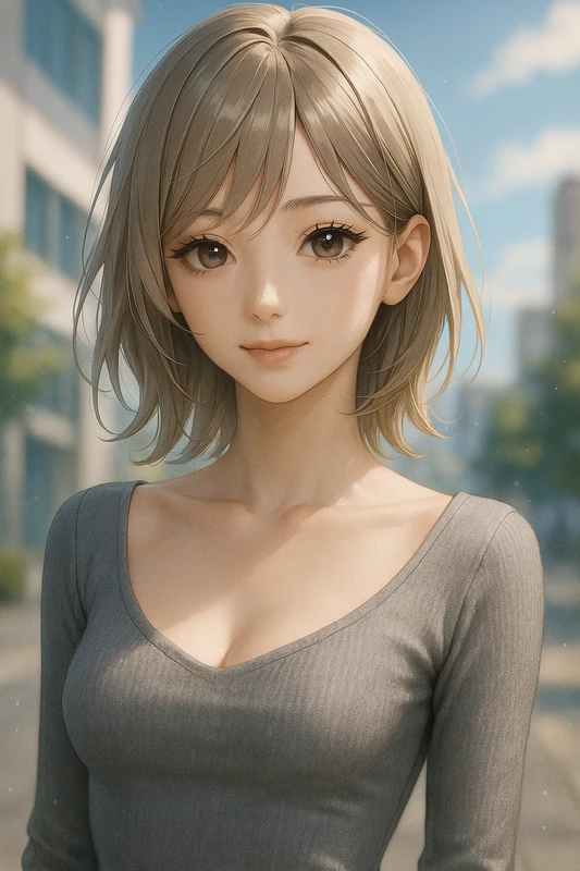 wide necklineの服のAIイラスト|プロンプト紹介