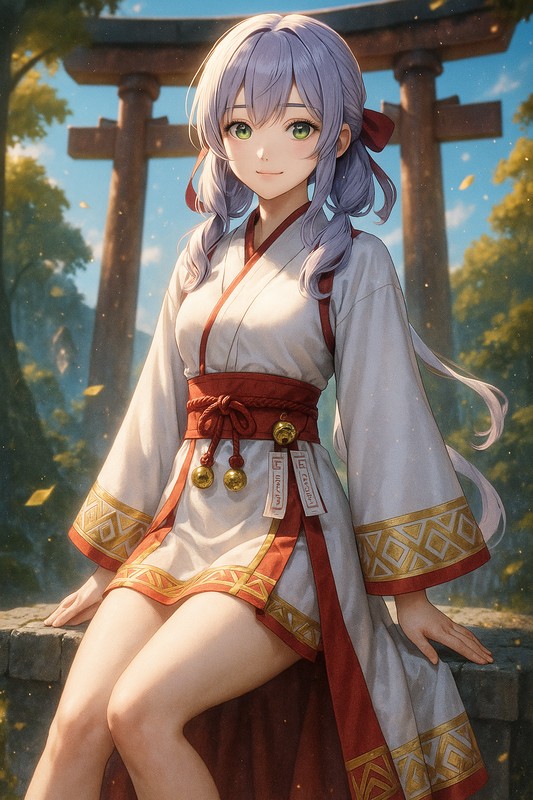 シャーマン・巫女風の服のAIイラスト|プロンプト紹介(ファンタジー)