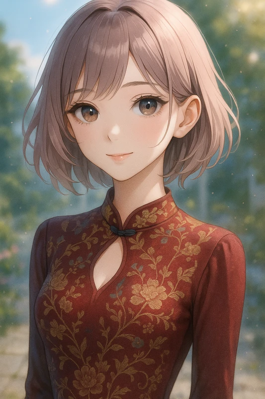 キーホール・ネックラインの服のAIイラスト|プロンプト紹介