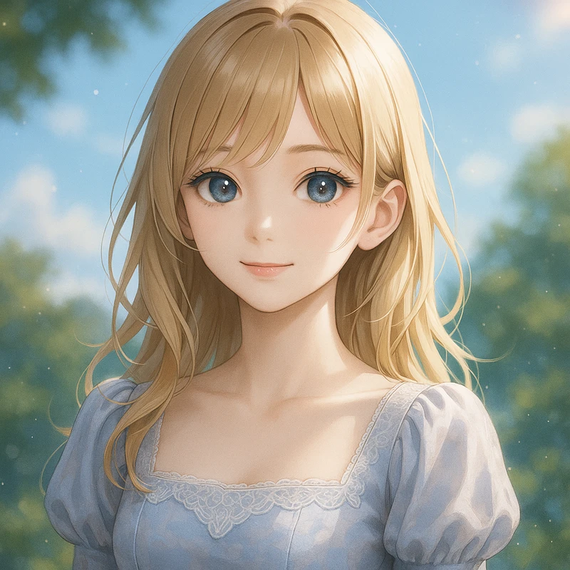 スクエアネックの上品なドレスのAIイラスト|プロンプト紹介