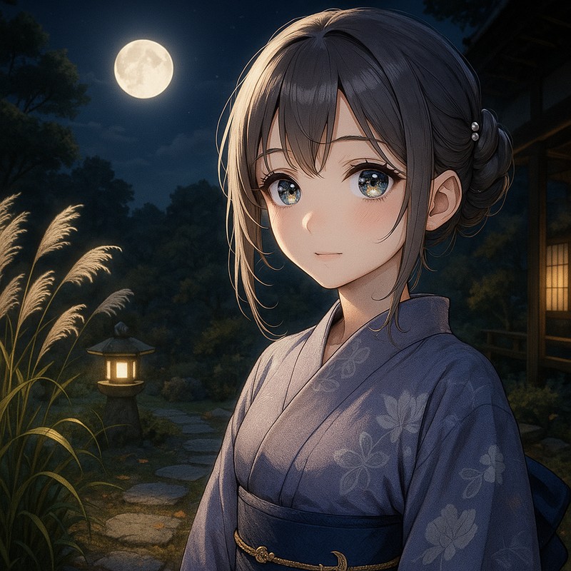 月見の庭のAIイラスト|背景用プロンプト紹介