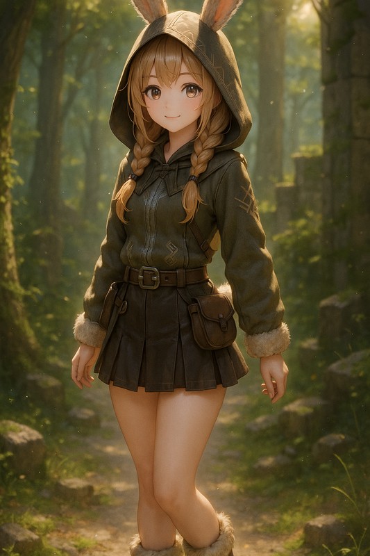 ウサギ族の狩猟服のAIイラスト|プロンプト紹介(ファンタジー)