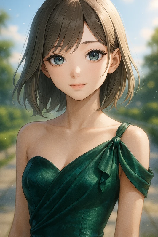 ワンショルダーの服のAIイラスト|プロンプト紹介
