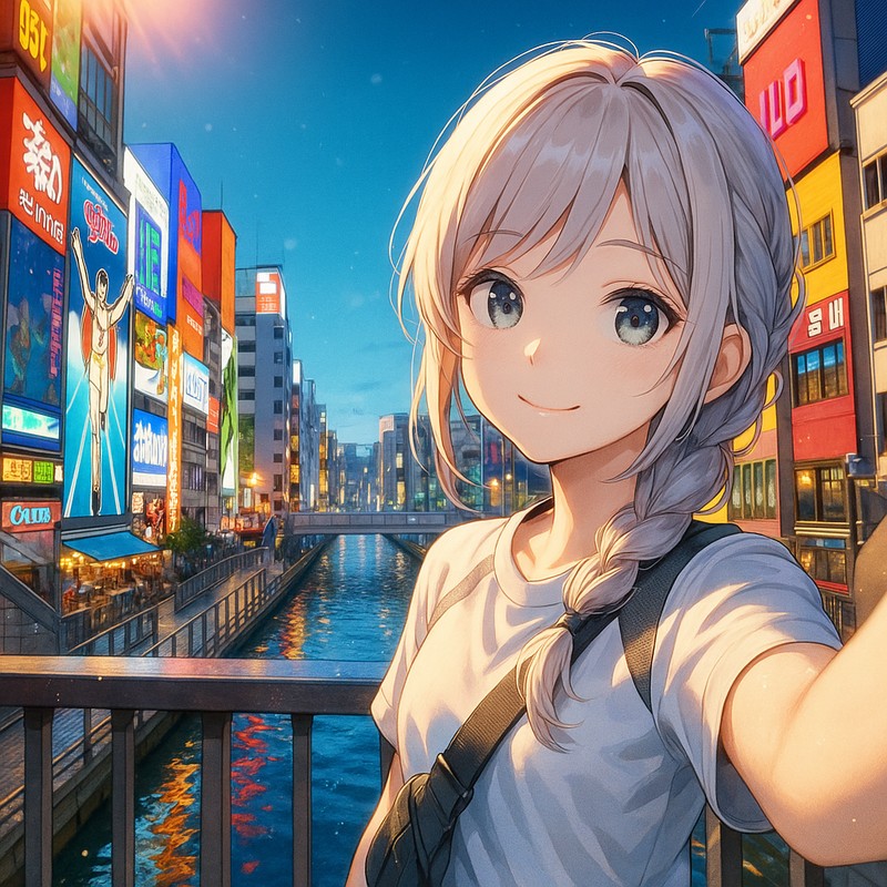 道頓堀のAIイラスト|プロンプト紹介・世界の街並み