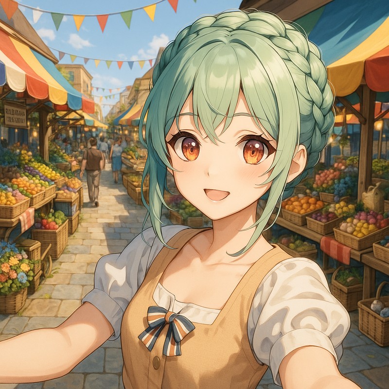 野外市場のAIイラスト|背景用プロンプト紹介
