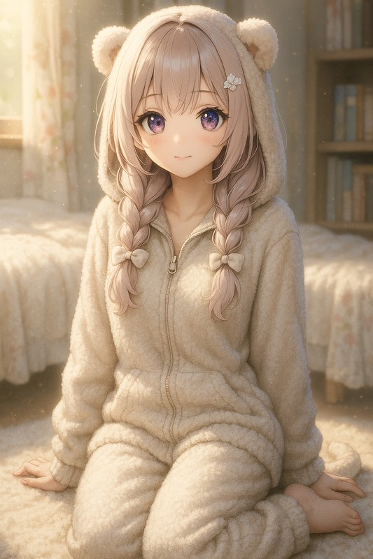 ChatGPT (4o)で生成したパジャマを着た美少女イラスト