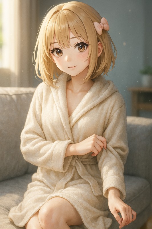 バスローブを着る美少女AIイラスト|プロンプト紹介