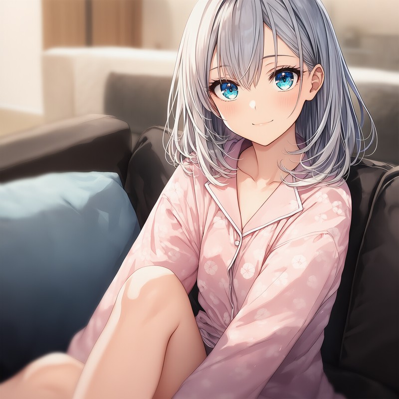 NovelAIで生成したパジャマを着た美少女イラスト