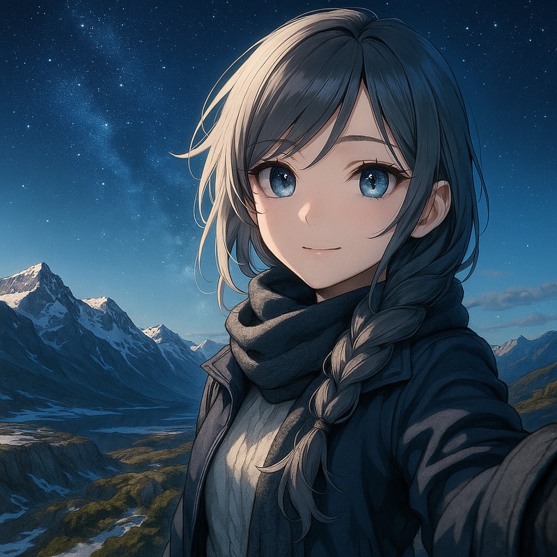 夜の星空と山々のAIイラスト|背景用プロンプト紹介