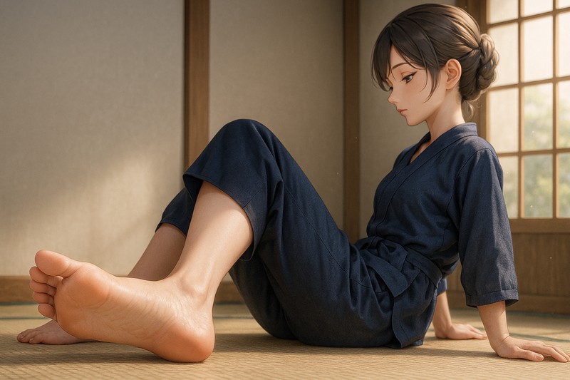 足の向きが逆に生成された失敗ケースの参考AIイラスト