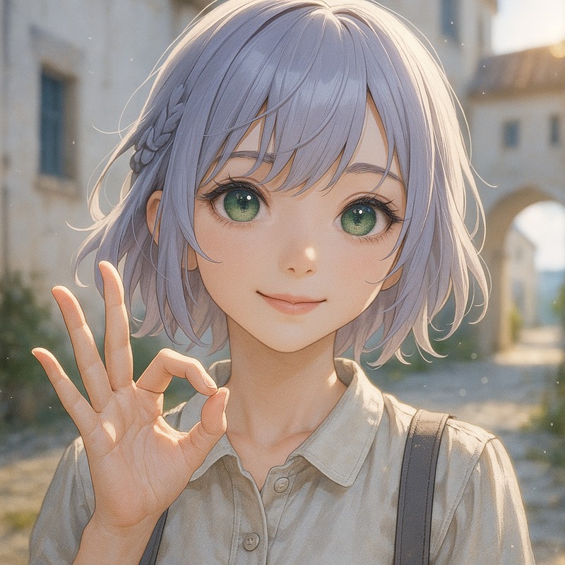 OKサインをする美少女AIイラスト|プロンプト紹介