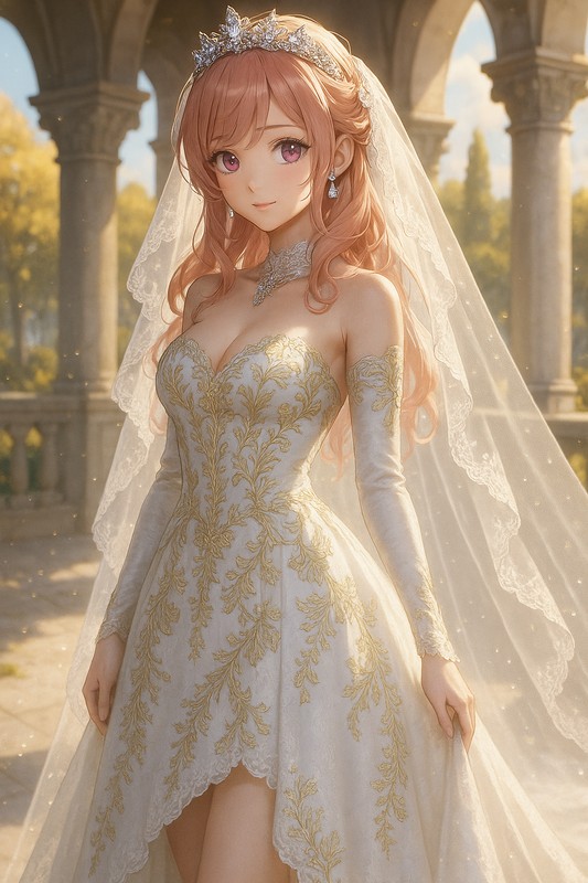 王家の花嫁衣装のAIイラスト|プロンプト紹介(ファンタジー)