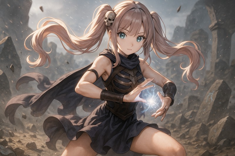 ファンタジー世界の服を着た美少女の魔法詠唱|AIイラスト