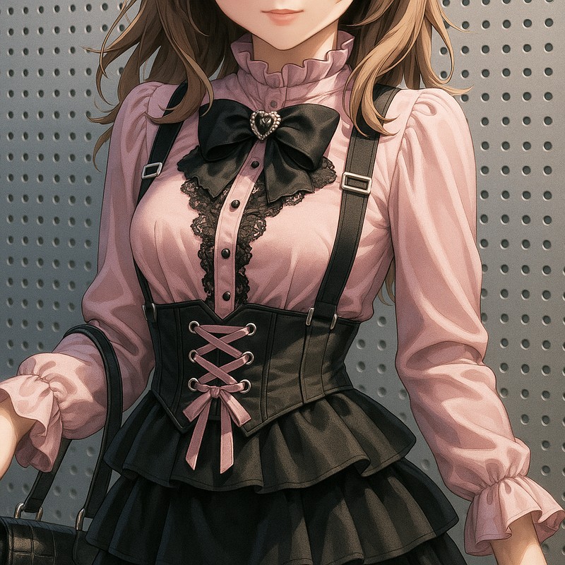 地雷系ファッショントップス服のAIイラスト