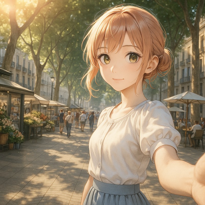 ランブラス通りのAIイラスト|プロンプト紹介・世界の街並み