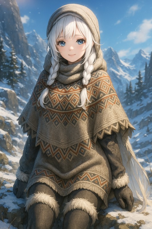 山岳民の防寒装備のAIイラスト|プロンプト紹介(ファンタジー)