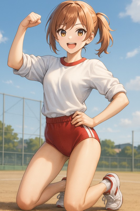 腕まくりした体操服のAIイラスト