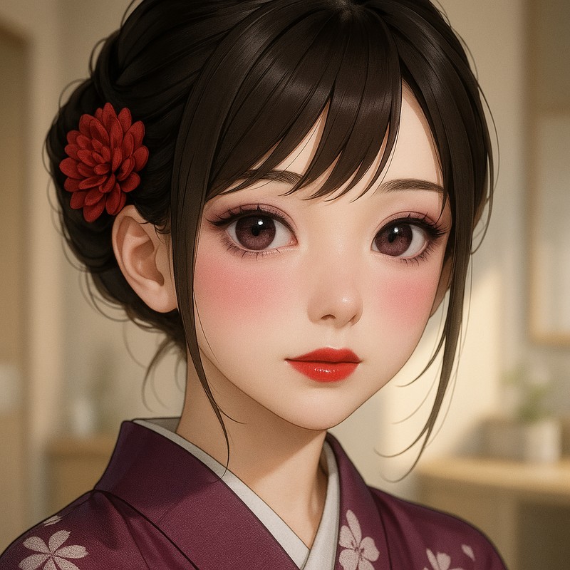 浴衣メイクの美少女AIイラスト