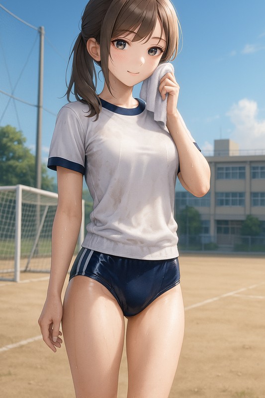 汗で濡れている体操服のAIイラスト参考例