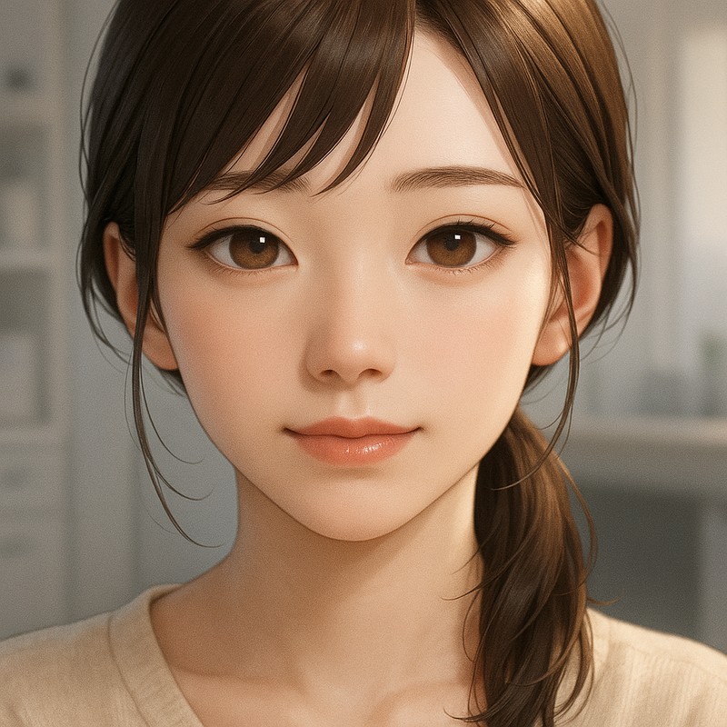 時短メイクの美少女AIイラスト