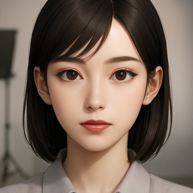 証明写真用メイクの美少女AIイラスト