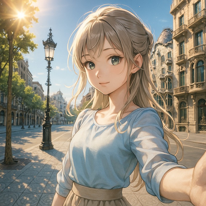 パセオ・デ・グラシア通りのAIイラスト|プロンプト紹介・世界の街並み
