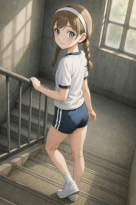 高度経済成長期の学校の階段を再現したAIイラスト|プロンプト紹介