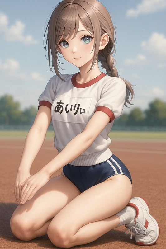 胸ゼッケンのある体操服のAIイラスト