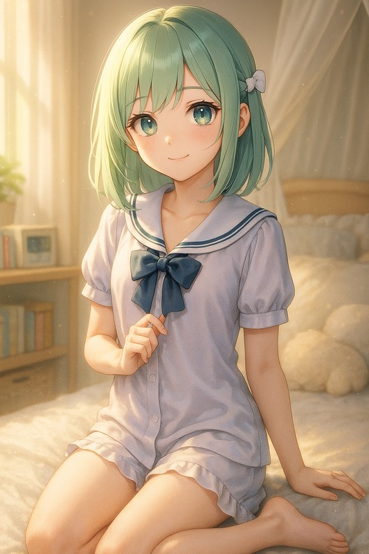 セーラーパジャマを着る美少女AIイラスト|プロンプト紹介