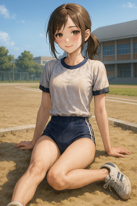 使用感・土汚れのある体操服のAIイラスト