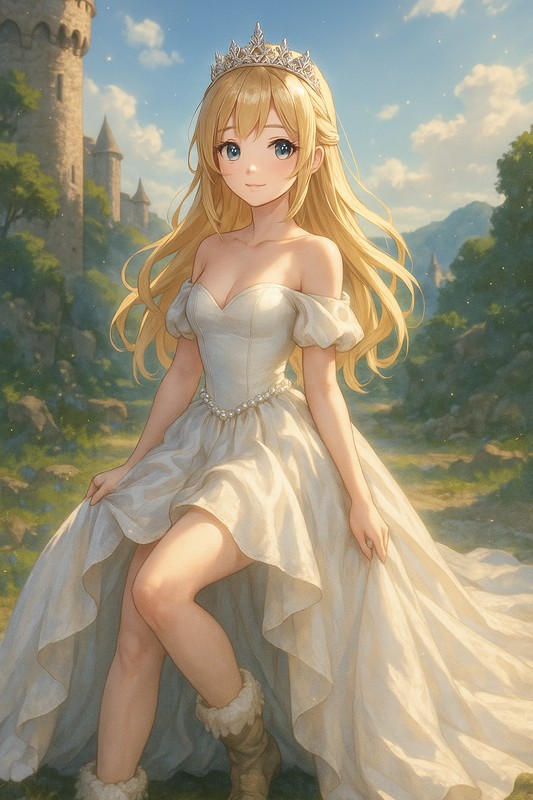 ファンタジー王女ドレスのAIイラスト|プロンプト紹介(ファンタジー)