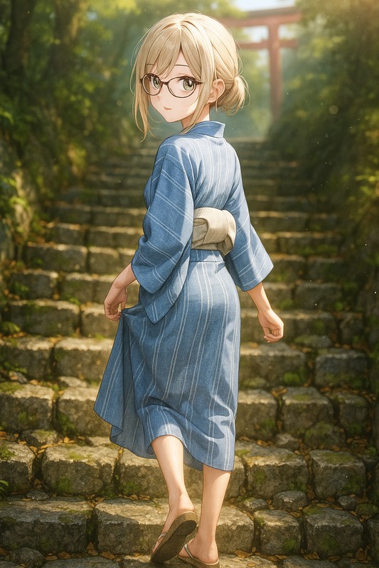 石段を登る美少女|プロンプト紹介