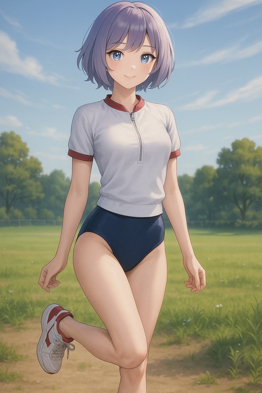 クラシック型 ブルマと前ファスナー体操服のAIイラスト