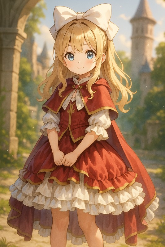 幼王女のロイヤルドレスのAIイラスト|プロンプト紹介(ファンタジー)