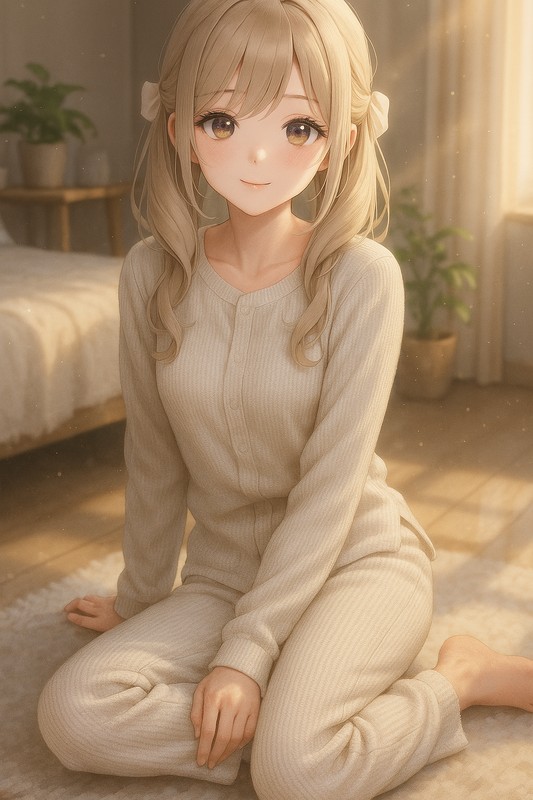 サーマルパジャマを着る美少女AIイラスト|プロンプト紹介