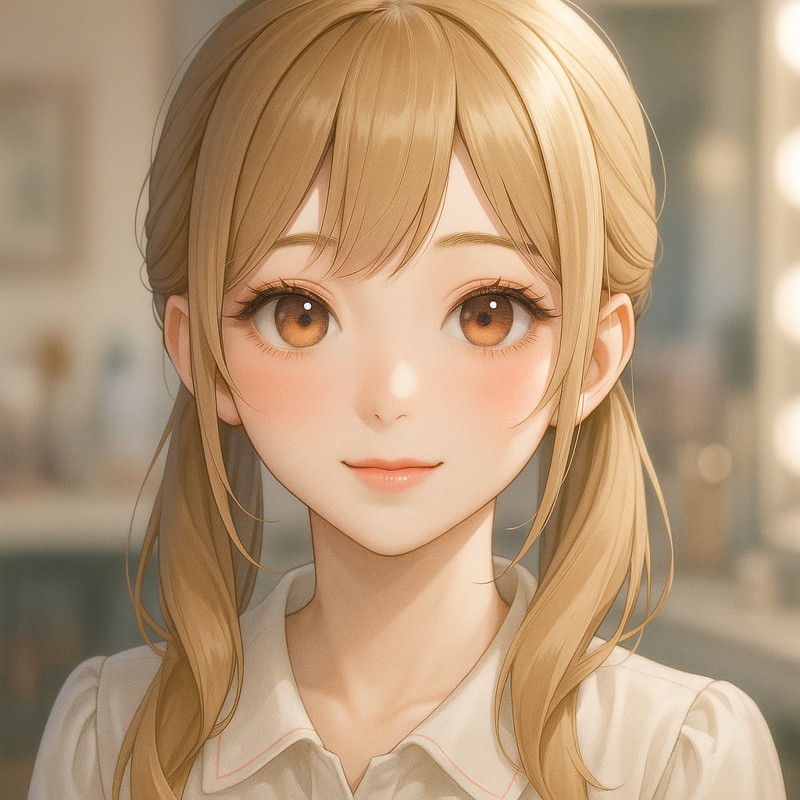 コーラルピンクメイクの美少女AIイラスト