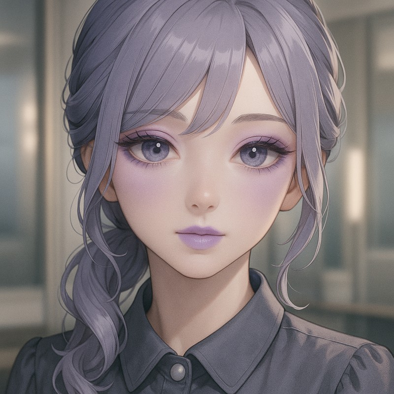 ラベンダーメイクの美少女AIイラスト