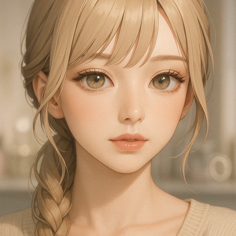 ベージュメイクの美少女AIイラスト