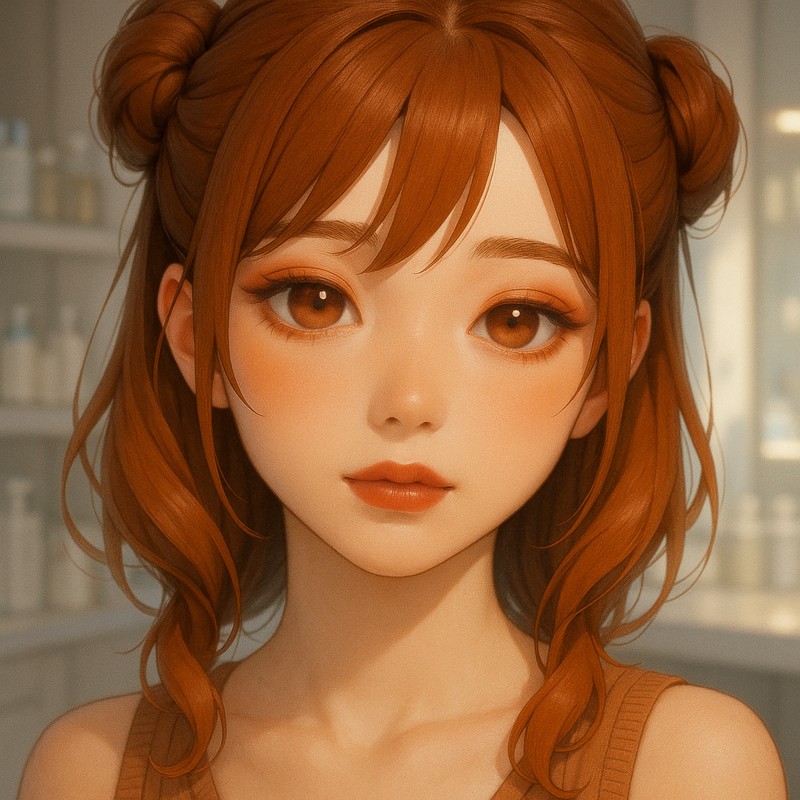 オレンジブラウンメイクの美少女AIイラスト