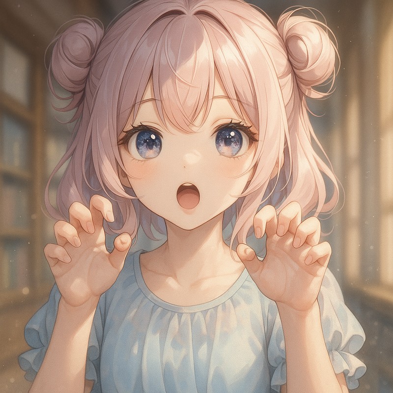 にゃんにゃんのポーズをする美少女AIイラスト|プロンプト紹介