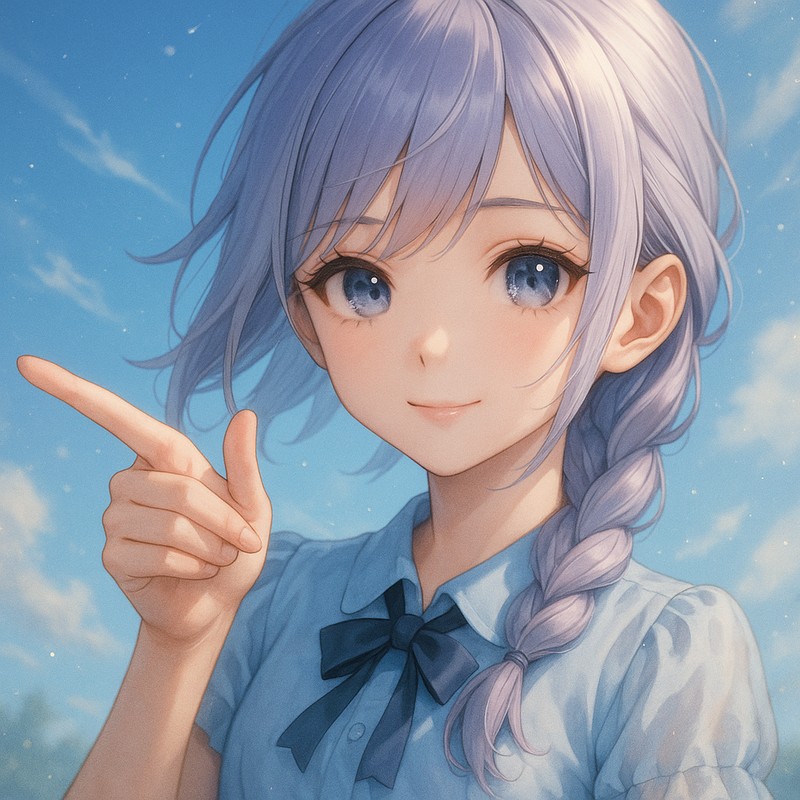 指差しジェスチャーをする美少女AIイラスト|プロンプト紹介