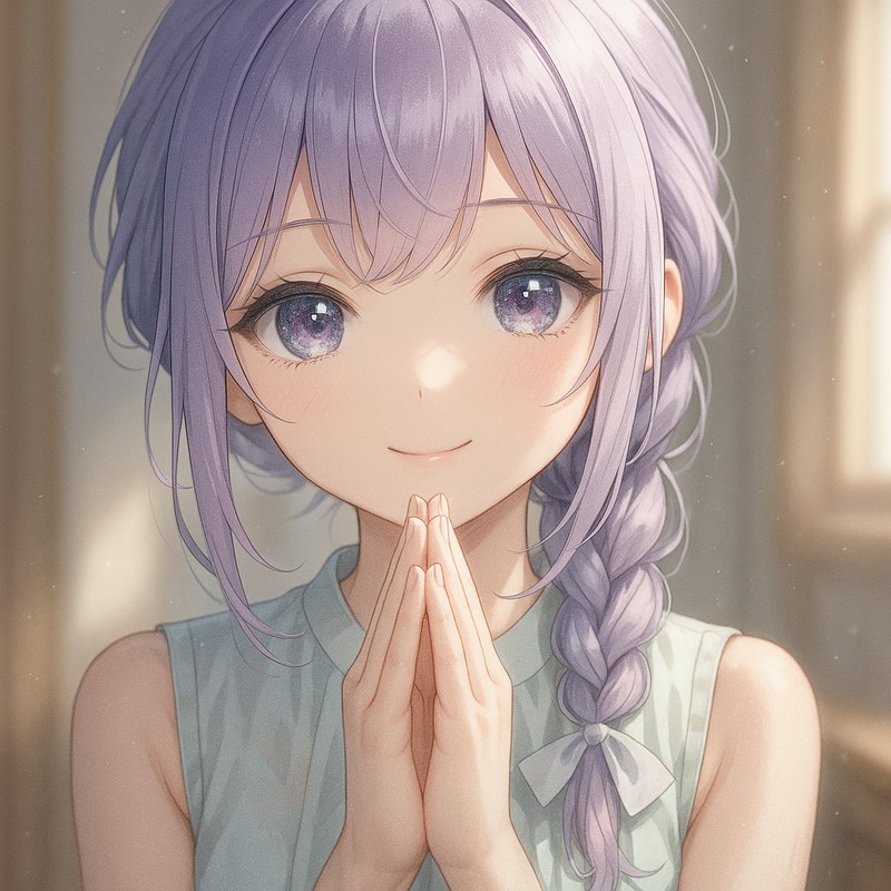 合掌をする美少女AIイラスト|プロンプト紹介