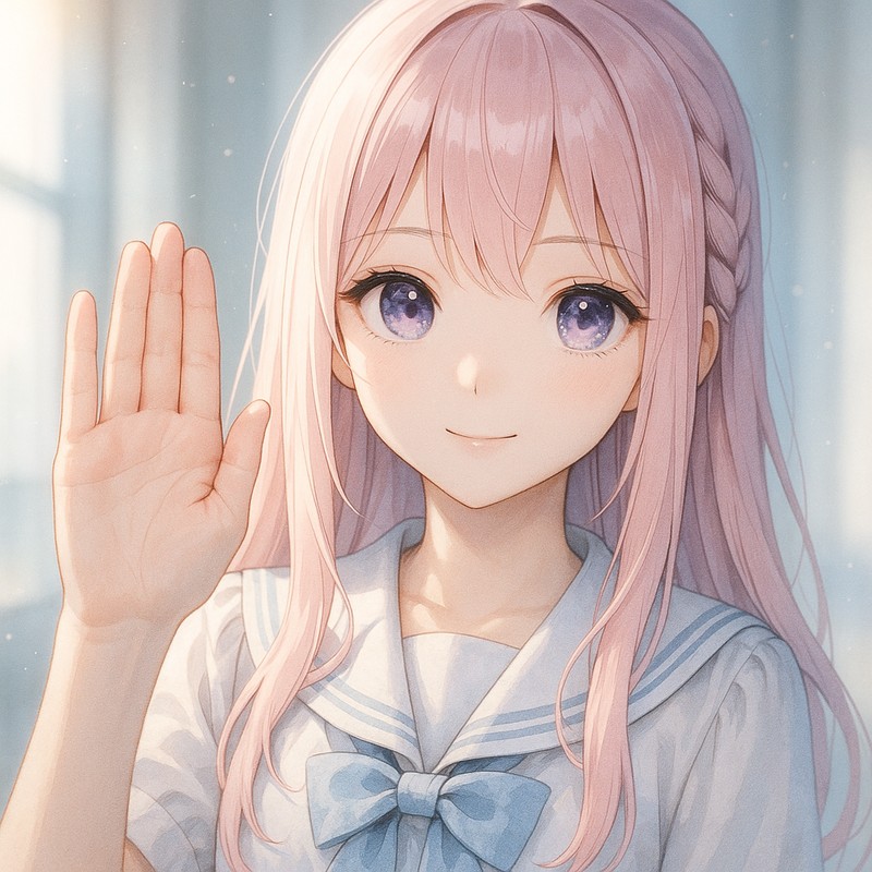 ストップサインをする美少女AIイラスト|プロンプト紹介