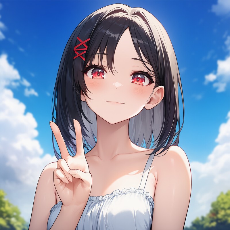 NovelAIで生成したピースサインのAIイラスト