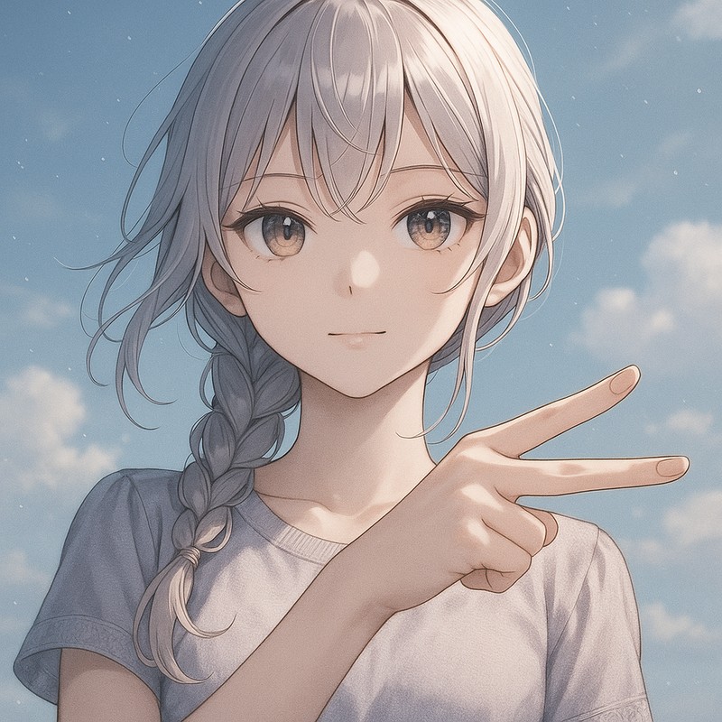 二指差しジェスチャーをする美少女AIイラスト|プロンプト紹介